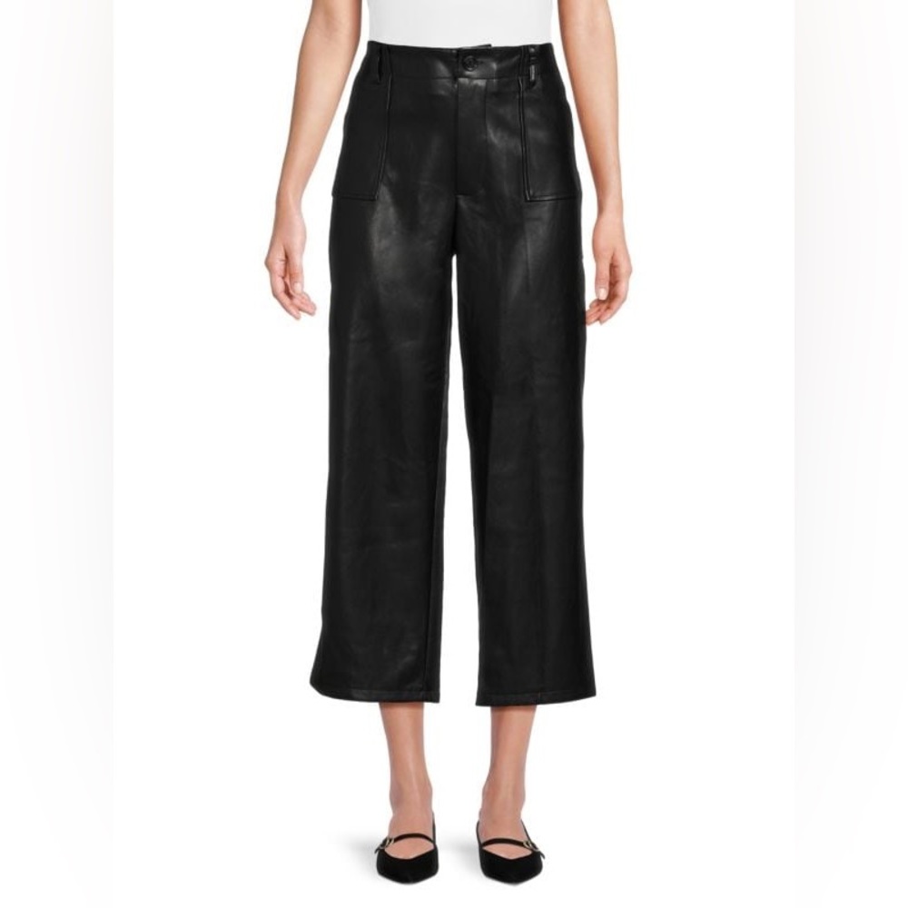 NWT Faux Leather Cropped Flared Pants
